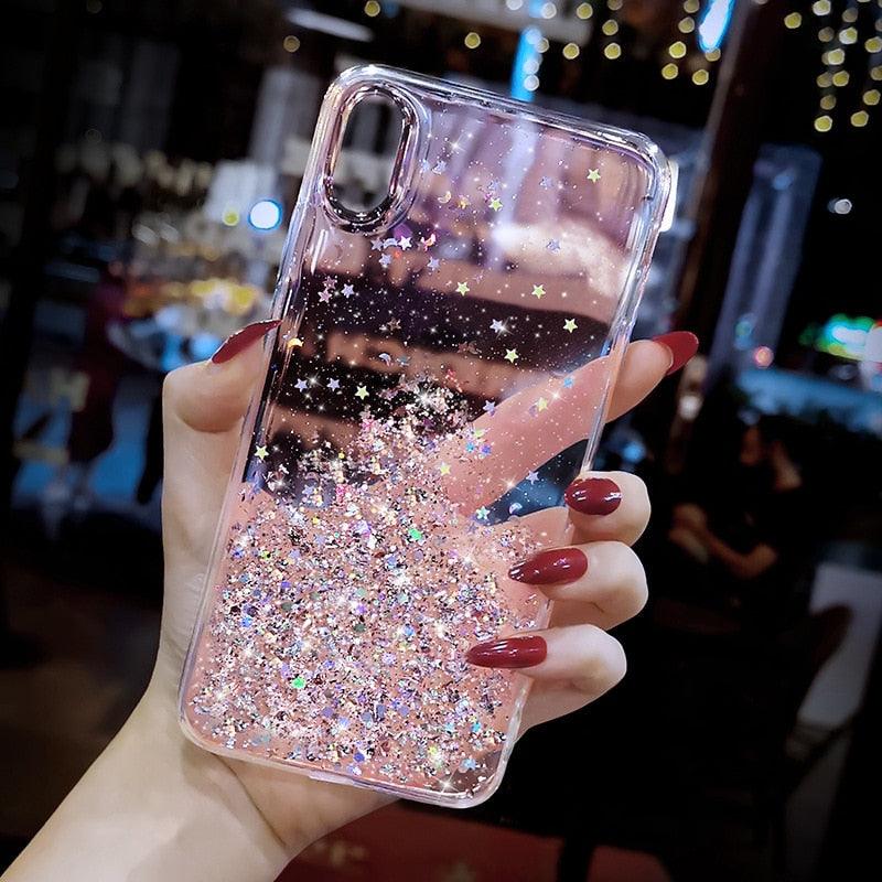 Glitter Luxury Soft Phone Case For iPhone 13 mini 12 Pro 11 ProMax For iPhone XR XS Max X 8 7 6s 6 Plus Back Cover Case Clear Glitter Sparkly Phone case for Women and Girls