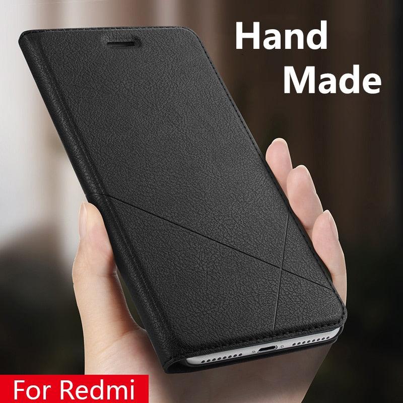Hand Made For Xiaomi Redmi Note 8 7 6 5 4x 5a Redmi 5 Plus K20 7 6a 6 Pro Y1 3s 4 Pro 4a 5a Leather Case PU Flip Cover Card Slot Full Body Shockproof Stand Flip Wallet Case Cover with Card Holder
