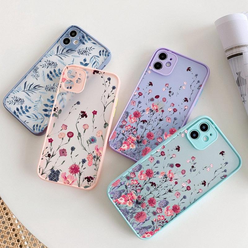 Hand Painted Phone Case For iphone X XS MAX XR Flower Cover Hard Shockproof Case For iPhone 6s 7 8 Plus SE 2 13 12 11 14 pro Flower Clear Floral Pattern for Woman Girl Frosted Hard PC Back Protective Bumper Silicone Shockproof for iPhone