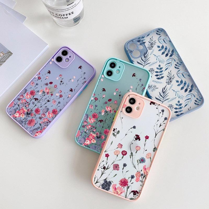 Hand Painted Phone Case For iphone X XS MAX XR Flower Cover Hard Shockproof Case For iPhone 6s 7 8 Plus SE 2 13 12 11 14 pro Flower Clear Floral Pattern for Woman Girl Frosted Hard PC Back Protective Bumper Silicone Shockproof for iPhone