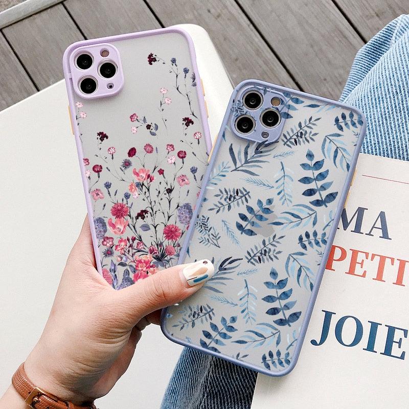 Hand Painted Phone Case For iphone X XS MAX XR Flower Cover Hard Shockproof Case For iPhone 6s 7 8 Plus SE 2 13 12 11 14 pro Flower Clear Floral Pattern for Woman Girl Frosted Hard PC Back Protective Bumper Silicone Shockproof for iPhone