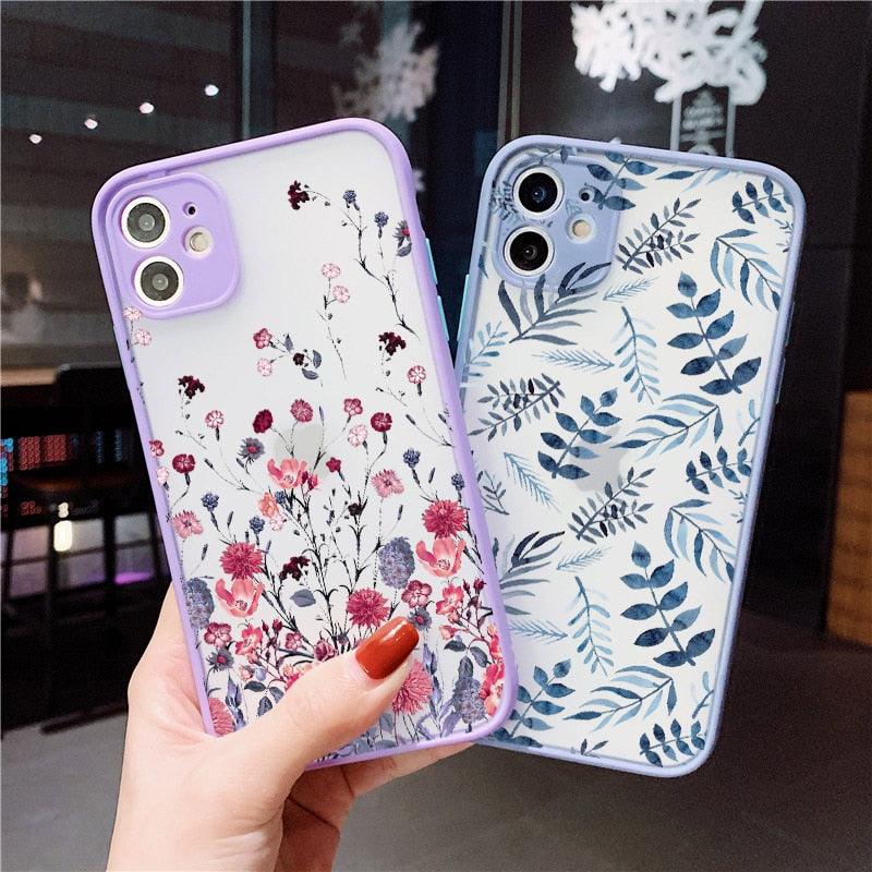 Hand Painted Phone Case For iphone X XS MAX XR Flower Cover Hard Shockproof Case For iPhone 6s 7 8 Plus SE 2 13 12 11 14 pro Flower Clear Floral Pattern for Woman Girl Frosted Hard PC Back Protective Bumper Silicone Shockproof for iPhone