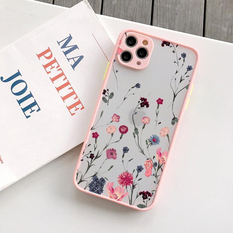 Hand Painted Phone Case For iphone X XS MAX XR Flower Cover Hard Shockproof Case For iPhone 6s 7 8 Plus SE 2 13 12 11 14 pro Flower Clear Floral Pattern for Woman Girl Frosted Hard PC Back Protective Bumper Silicone Shockproof for iPhone