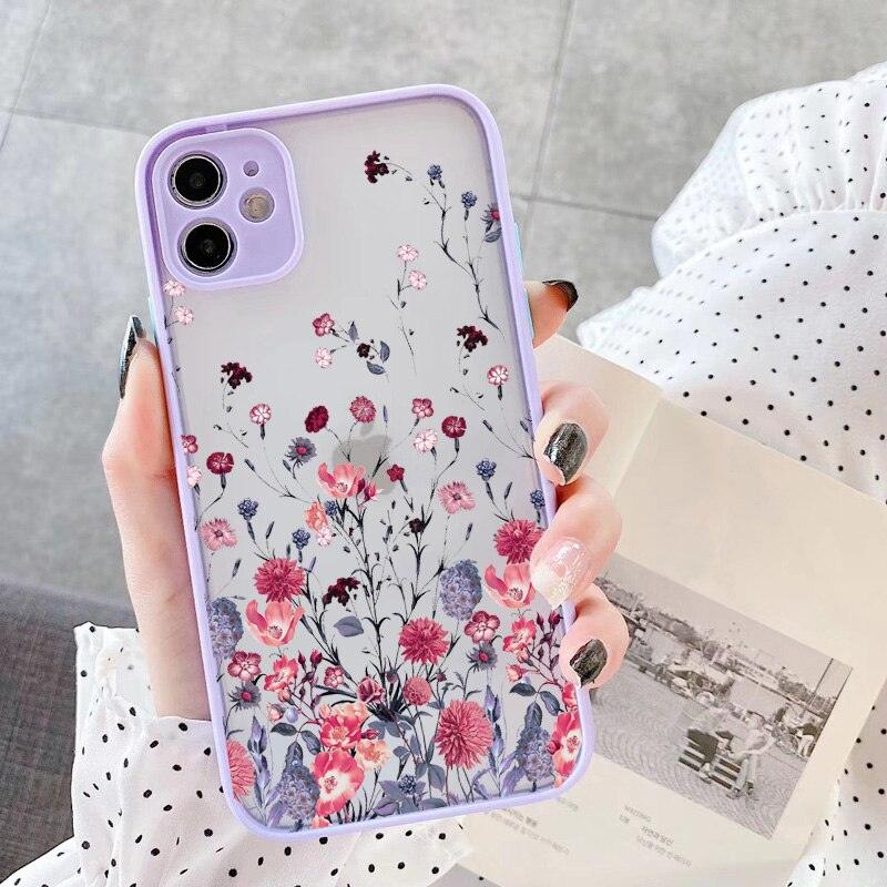 Hand Painted Phone Case For iphone X XS MAX XR Flower Cover Hard Shockproof Case For iPhone 6s 7 8 Plus SE 2 13 12 11 14 pro Flower Clear Floral Pattern for Woman Girl Frosted Hard PC Back Protective Bumper Silicone Shockproof for iPhone