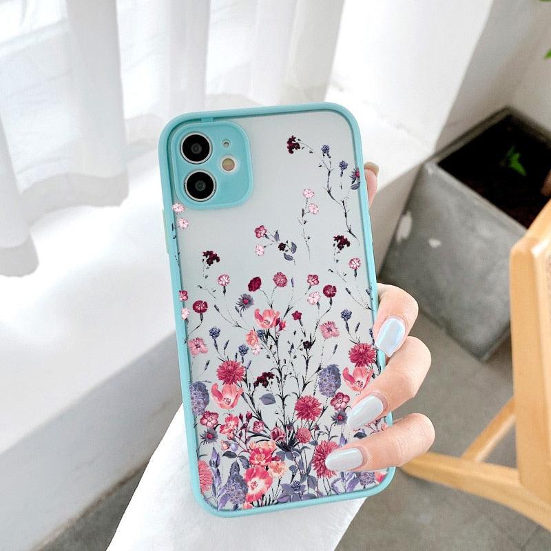 Hand Painted Phone Case For iphone X XS MAX XR Flower Cover Hard Shockproof Case For iPhone 6s 7 8 Plus SE 2 13 12 11 14 pro Flower Clear Floral Pattern for Woman Girl Frosted Hard PC Back Protective Bumper Silicone Shockproof for iPhone