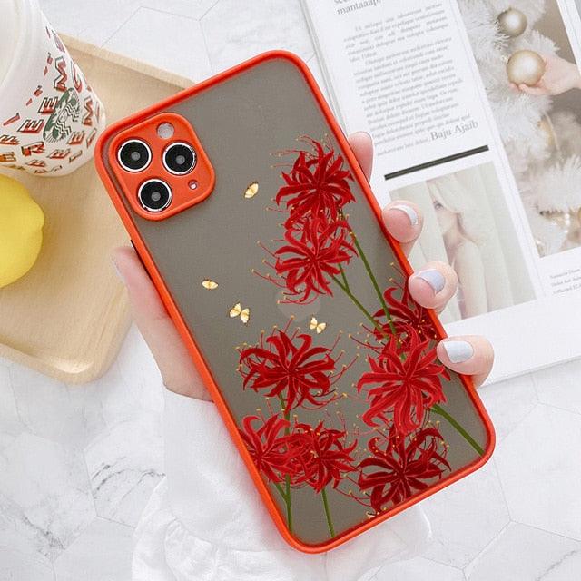 Hand Painted Phone Case For iphone X XS MAX XR Flower Cover Hard Shockproof Case For iPhone 6s 7 8 Plus SE 2 13 12 11 14 pro Flower Clear Floral Pattern for Woman Girl Frosted Hard PC Back Protective Bumper Silicone Shockproof for iPhone