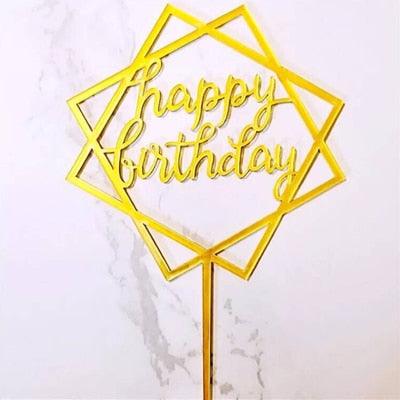 Happy Birthday Love Flag Cake Topper Happy Birthday Cake Toppers Cake Topper Birthday Cake Topper Double Sided For Anniversaries And Parties Silver Acrylic Letter Gold Silver Cake Top Flag Decoration for Birthday Party Wedding Supplies