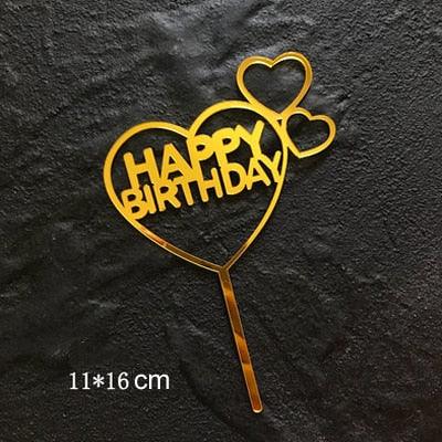 Happy Birthday Love Flag Cake Topper Happy Birthday Cake Toppers Cake Topper Birthday Cake Topper Double Sided For Anniversaries And Parties Silver Acrylic Letter Gold Silver Cake Top Flag Decoration for Birthday Party Wedding Supplies