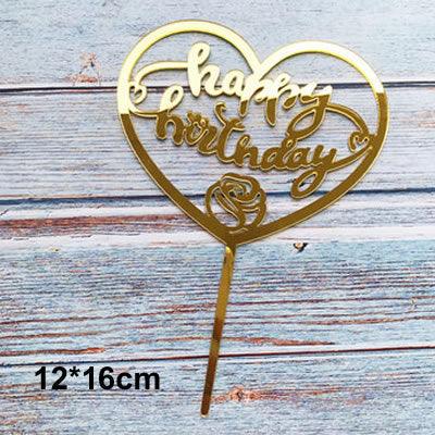 Happy Birthday Love Flag Cake Topper Happy Birthday Cake Toppers Cake Topper Birthday Cake Topper Double Sided For Anniversaries And Parties Silver Acrylic Letter Gold Silver Cake Top Flag Decoration for Birthday Party Wedding Supplies