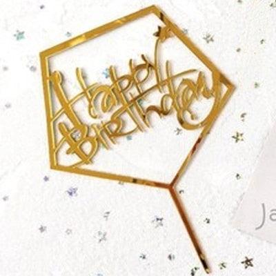 Happy Birthday Love Flag Cake Topper Happy Birthday Cake Toppers Cake Topper Birthday Cake Topper Double Sided For Anniversaries And Parties Silver Acrylic Letter Gold Silver Cake Top Flag Decoration for Birthday Party Wedding Supplies
