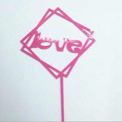 Happy Birthday Love Flag Cake Topper Happy Birthday Cake Toppers Cake Topper Birthday Cake Topper Double Sided For Anniversaries And Parties Silver Acrylic Letter Gold Silver Cake Top Flag Decoration for Birthday Party Wedding Supplies