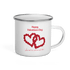 Happy Valentines Enamel Mug With Two Big Rose Red Hearts And Text Love Must Love and Love Each Other Unique Valentine Gift For Her Or Him Camping Mug Printed on One Side - STEVVEX POD - 1002, Customized mug, enammel mug, Happy VAlentine Enammel mug, Happy Valentine gift, Happy valentine mug, I love you enamel mug, I love you mug, Love must Love and love each other enammel mug, Print on demand, Print on demand enammel mug, Two Big Heart Mug, Valentine mug, Valentine mug Pig Valentine mug - Stevvex.com