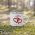Happy Valentines Enamel Mug With Two Big Rose Red Hearts And Text Love Must Love and Love Each Other Unique Valentine Gift For Her Or Him Camping Mug Printed on One Side - STEVVEX POD - 1002, Customized mug, enammel mug, Happy VAlentine Enammel mug, Happy Valentine gift, Happy valentine mug, I love you enamel mug, I love you mug, Love must Love and love each other enammel mug, Print on demand, Print on demand enammel mug, Two Big Heart Mug, Valentine mug, Valentine mug Pig Valentine mug - Stevvex.com