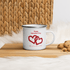 Happy Valentines Enamel Mug With Two Big Rose Red Hearts And Text Love Must Love and Love Each Other Unique Valentine Gift For Her Or Him Camping Mug Printed on One Side - STEVVEX POD - 1002, Customized mug, enammel mug, Happy VAlentine Enammel mug, Happy Valentine gift, Happy valentine mug, I love you enamel mug, I love you mug, Love must Love and love each other enammel mug, Print on demand, Print on demand enammel mug, Two Big Heart Mug, Valentine mug, Valentine mug Pig Valentine mug - Stevvex.com