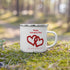 Happy Valentines Enamel Mug With Two Big Rose Red Hearts And Text Love Must Love and Love Each Other Unique Valentine Gift For Her Or Him Camping Mug Printed on One Side - STEVVEX POD - 1002, Customized mug, enammel mug, Happy VAlentine Enammel mug, Happy Valentine gift, Happy valentine mug, I love you enamel mug, I love you mug, Love must Love and love each other enammel mug, Print on demand, Print on demand enammel mug, Two Big Heart Mug, Valentine mug, Valentine mug Pig Valentine mug - Stevvex.com