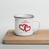 Happy Valentines Enamel Mug With Two Big Rose Red Hearts And Text Love Must Love and Love Each Other Unique Valentine Gift For Her Or Him Camping Mug Printed on One Side - STEVVEX POD - 1002, Customized mug, enammel mug, Happy VAlentine Enammel mug, Happy Valentine gift, Happy valentine mug, I love you enamel mug, I love you mug, Love must Love and love each other enammel mug, Print on demand, Print on demand enammel mug, Two Big Heart Mug, Valentine mug, Valentine mug Pig Valentine mug - Stevvex.com