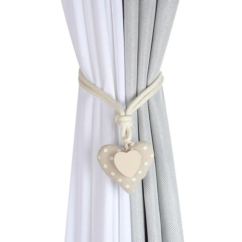 Heart Magnetic Curtain Tiebacks Room Curtains Buckle Holder Decor Clip For Home Decoration Accessories Magnet Tieback Clips Lovely Heart Shape Curtain Tiebacks Natural Cotton Linen Rope Window Curtain Buckle Kids Room Drapes Holder Decor
