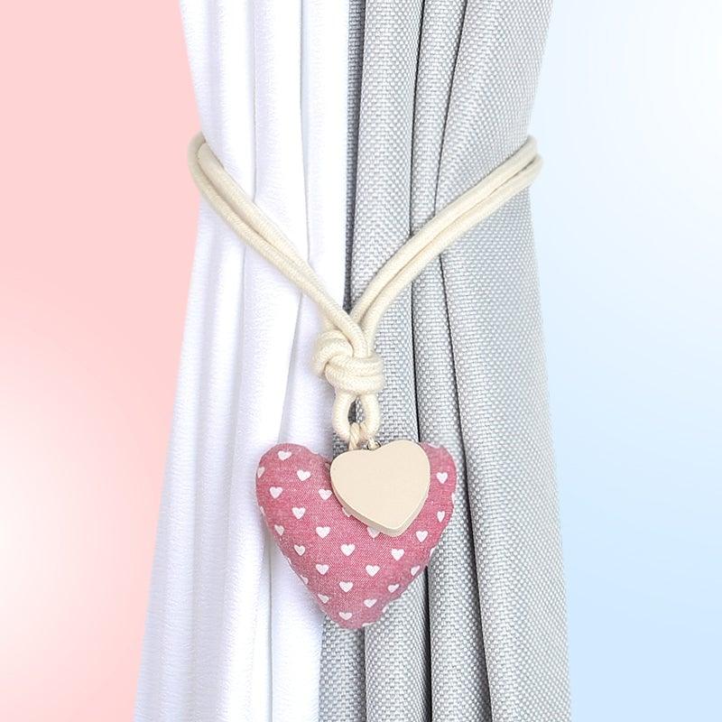 Heart Magnetic Curtain Tiebacks Room Curtains Buckle Holder Decor Clip For Home Decoration Accessories Magnet Tieback Clips Lovely Heart Shape Curtain Tiebacks Natural Cotton Linen Rope Window Curtain Buckle Kids Room Drapes Holder Decor