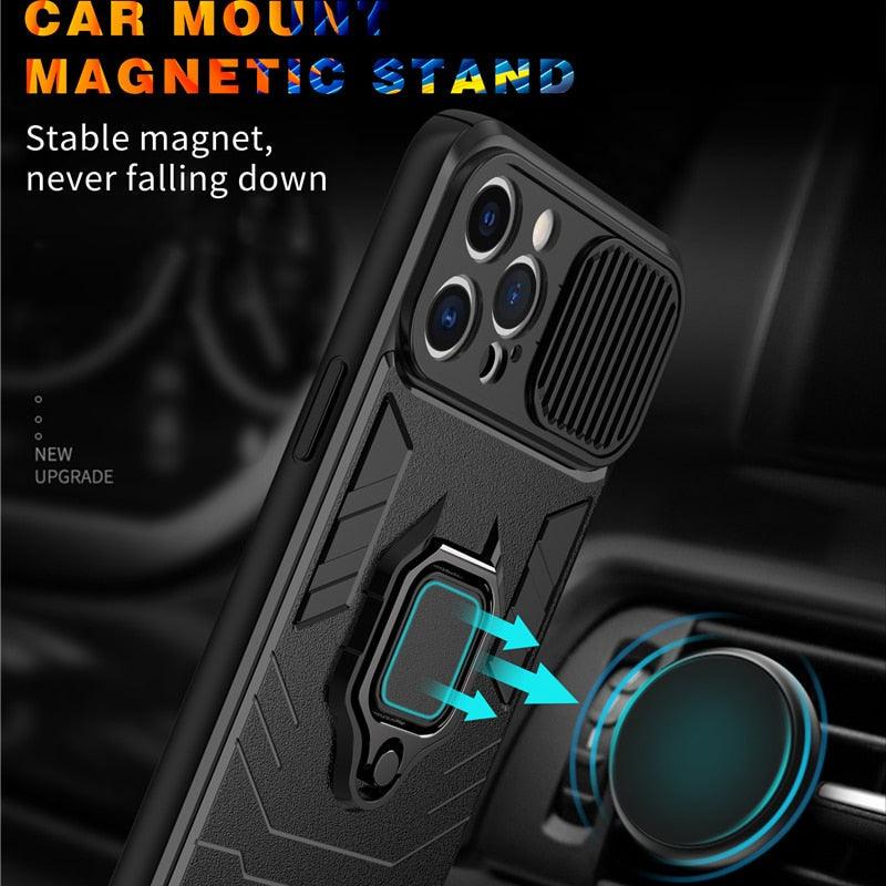 Heavy Duty Protective Phone Case Built-in Rotating Ring Kickstand Shockproof Case Camera Protection Armor Phone Case For iPhone 13 Pro Max 12 11 XR XS Max Shockproof Bumper Ring Holder Back Cover