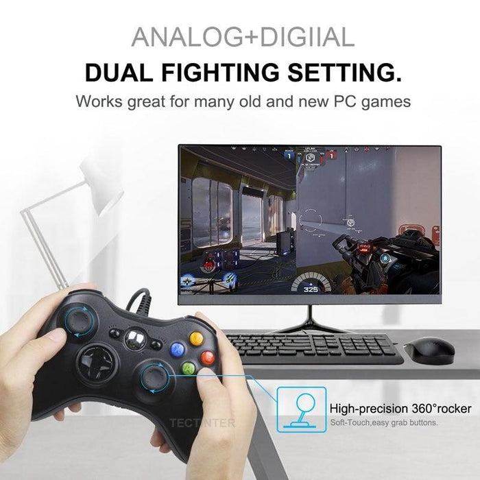 High Quality Black USB Wired Joystick Vibration Gamepad Controller Compatible With PC Monitor Laptop Smart TV - STEVVEX Game - 221, 6 fingers all in one, all in one game controller, best quality joystick, black gamepad, classic games, classic joystick, controller for pc, game, Game Controller, Game Pad, games, joystick, joystick for games, wired game controller, wired joystick - Stevvex.com