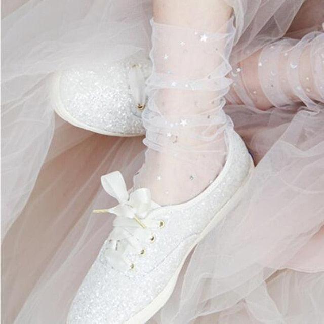 High Quality Lace Socks Women Transparent Mesh Ankle Socks Ladies Ultra-Thin Princess Tulle Socks For Women