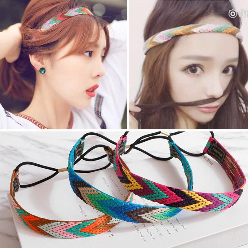 High Quality Vintage Bohemian Ethnic Embroidery Flower Headband for Women Girl Elastic Hair Band Retro Gorgeous Hair Accessories For Women