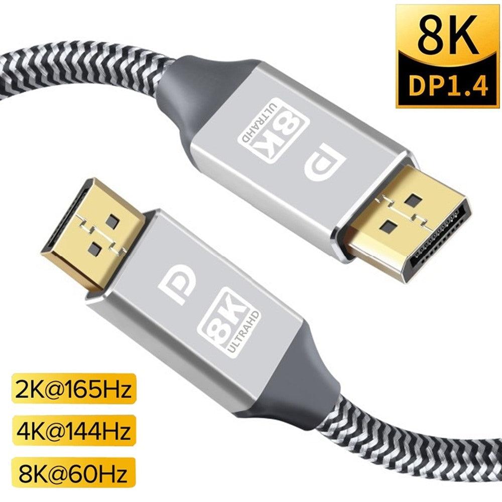 High Speed Display Port TV Cable Audio 8K Video Cable Compatible For PC And Laptop Portable Projector DP1.2 DP1.4 Lightweight Cable - STEVVEX Cable - 1.4 display port, 220, 8k resolution, audio cable, audio video cable, cable, cable for laptop, cable for monitor, cable for PC, cable for projector, cable for xiaomi, cables, displayport cable, tv box, video cable - Stevvex.com