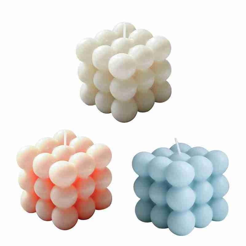 Home Decoration Candle Cube Bubble Candles Handmade Scented Candle Hand Poured Decorative Candle Aesthetic Candles Room Decor for Home Use Bedroom Soy Wax Aromatherapy Cube Candle Scented Relaxing Birthday Gift Home Decoration