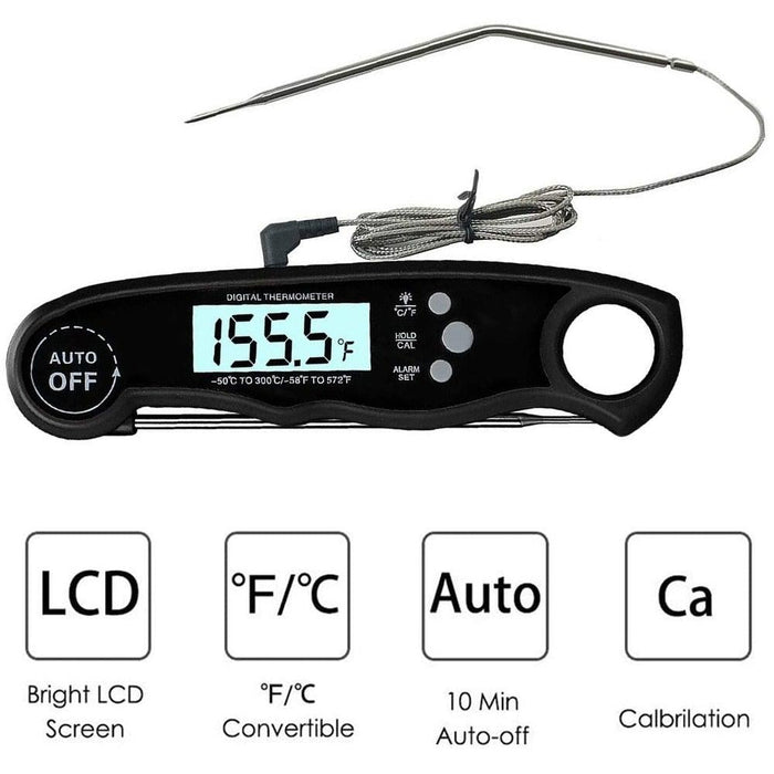 Instant Read Meat Thermometer Upgraded Instant Read Meat Thermometer 2-in-1 Ultra Fast Digital Meat Thermometer for Cooking Oven Safe Food Thermometer Waterproof Ultra Fast Digital Food Water Milk Thermometer for Outdoor Cooking BBQ and Kitchen