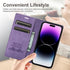 Iphone Wallet Skin Friendly Magnetic Flip With Card Slot Leather Case For iPhone 14 Pro Max 13 12 11 Modern Purple Genuine Leather Detachable Magnetic Flip Cover with Card Holders