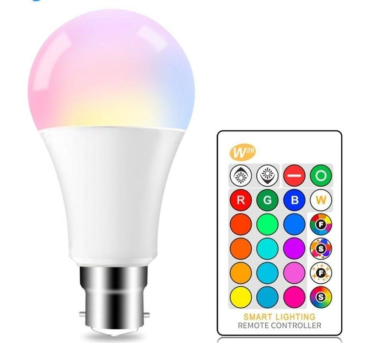 IR Remote Control LED RGB Bulb Lamp B22 AC85-265V 5W 10W 15W RGB + White 16 Color LED Lamp Home Decoration Interior Spot Light LED Color Changing Light Bulb with Remote Control,10W E26 RGB+Daylight White LED Bulbs Dimmable with Memory Function