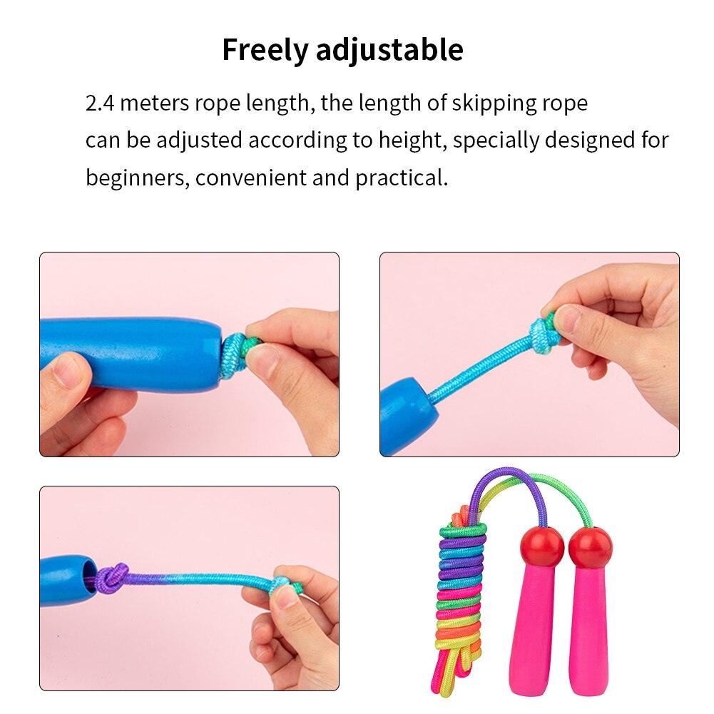 Jumping Wooden Handle Ergonomic School Adjustable Length Portable Training Skipping Rope Indoor Outdoor Wooden Handle Jumping Ropes Adjustable Skipping Rope For Boys And Girls Fitness Exercise Outdoor Activity 2.4m