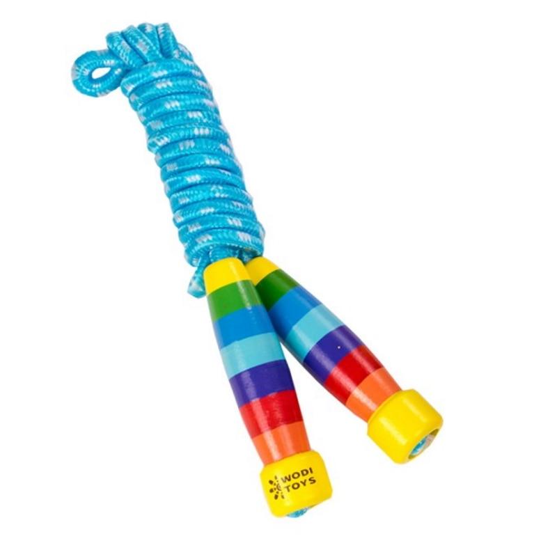 Kids Wood Jump Skip Rope Toy Exercise Play Animal Colorful Rainbow Wooden Cotton Cord Jump Rope With Wood Handles Rainbow Jumping Rope Adjustable Skipping Rope Kids Fitness Equipment For Kids