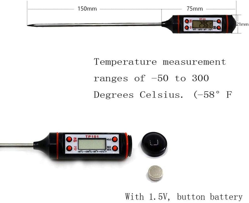 Kitchen Digital BBQ Food Thermometer Meat Cake Candy Fry Grill Dinning Household  Meat Thermometer Digital Instant Read Food Meat Thermometer with Long Probe Cooking Thermometer for Kitchen BBQ Grill and Cooking Thermometer  Oven Thermometer Tool