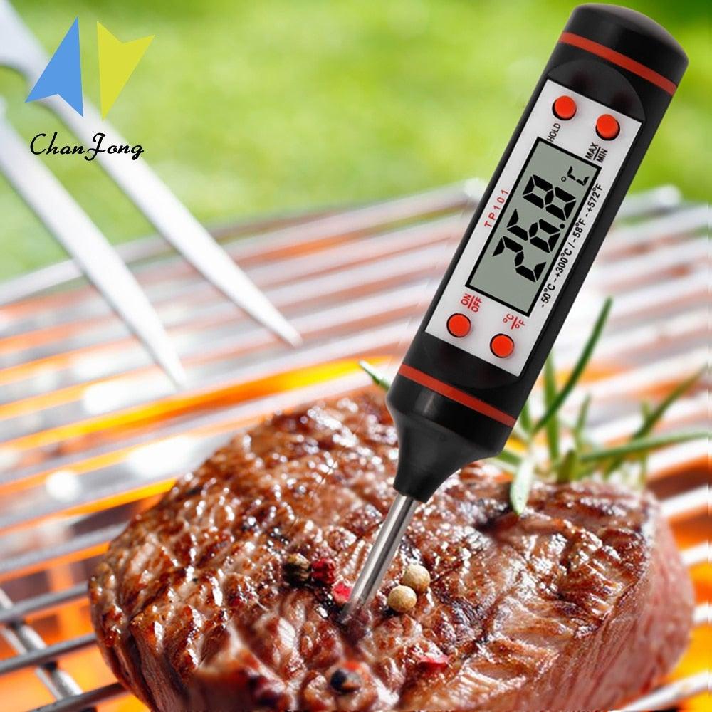 Kitchen Probe Thermometer 304 Stainless Steel Measuring Food Barbecue Milk Soup Oil Thermometer Digital Water Thermometer for Liquid Candle Instant Read With Waterproof For Food Meat Milk Long Probe
