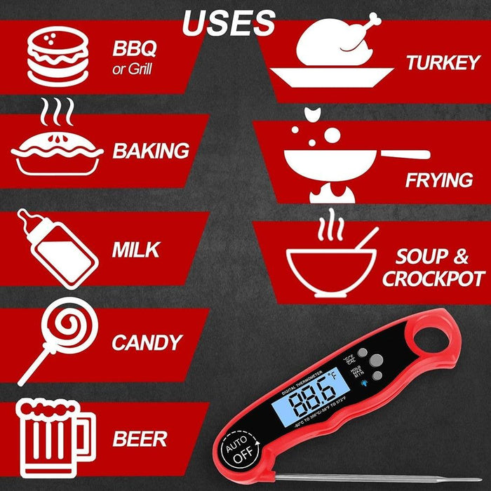 Kitchen Thermometer Waterproof Kitchen Food Cooking Thermometer with Backlight LCD Best Super Fast Electric Meat Thermometer Probe for BBQ Grilling Smoker Baking Meat Water Milk Cooking Probe BBQ Electronic Oven Waterproof Kitchen Tools