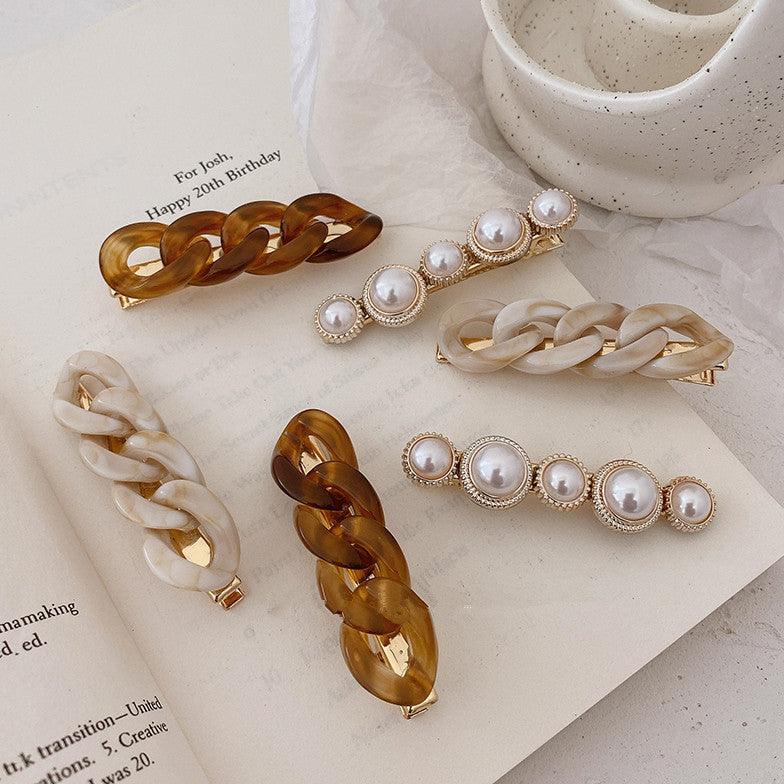 Korea Style Pearl Hair clip for Women Romantic Female Jewelry Chain Hairpin Accessories Hair Stick Barrettes  Hair Accessories for Party Wedding