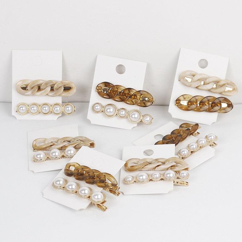 Korea Style Pearl Hair clip for Women Romantic Female Jewelry Chain Hairpin Accessories Hair Stick Barrettes  Hair Accessories for Party Wedding