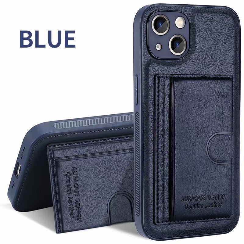 Leather Card Bracket Case for iPhone 14 Plus 13 12 11 Pro Max Bumper Bank Pocket Holder Shockproof Protective Camera Cover Leather Case for iPhone with Slim Wallet Card Holder - STEVVEX Gadgets - 1006, Beautiful Phone Case, Black Phone Case, Elegant Phone Case, Fashion Phone Case, Leather Phone Case, Man Phone Case, Modern Phone Case, Phone Case, Phone Case For Iphone, Popular Phone Case, Strong Phone Case, Stylish Phone Case, Wallet Phone Case, Women Phone Case - Stevvex.com