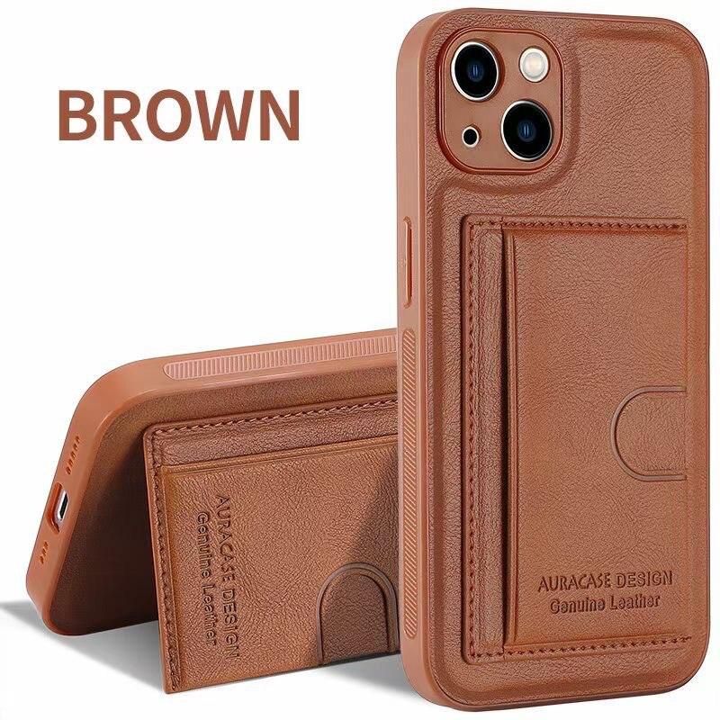 Leather Card Bracket Case for iPhone 14 Plus 13 12 11 Pro Max Bumper Bank Pocket Holder Shockproof Protective Camera Cover Leather Case for iPhone with Slim Wallet Card Holder - STEVVEX Gadgets - 1006, Beautiful Phone Case, Black Phone Case, Elegant Phone Case, Fashion Phone Case, Leather Phone Case, Man Phone Case, Modern Phone Case, Phone Case, Phone Case For Iphone, Popular Phone Case, Strong Phone Case, Stylish Phone Case, Wallet Phone Case, Women Phone Case - Stevvex.com