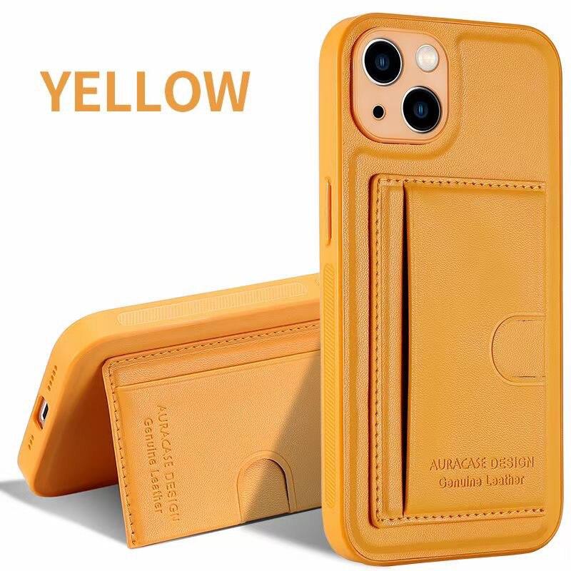 Leather Card Bracket Case for iPhone 14 Plus 13 12 11 Pro Max Bumper Bank Pocket Holder Shockproof Protective Camera Cover Leather Case for iPhone with Slim Wallet Card Holder - STEVVEX Gadgets - 1006, Beautiful Phone Case, Black Phone Case, Elegant Phone Case, Fashion Phone Case, Leather Phone Case, Man Phone Case, Modern Phone Case, Phone Case, Phone Case For Iphone, Popular Phone Case, Strong Phone Case, Stylish Phone Case, Wallet Phone Case, Women Phone Case - Stevvex.com