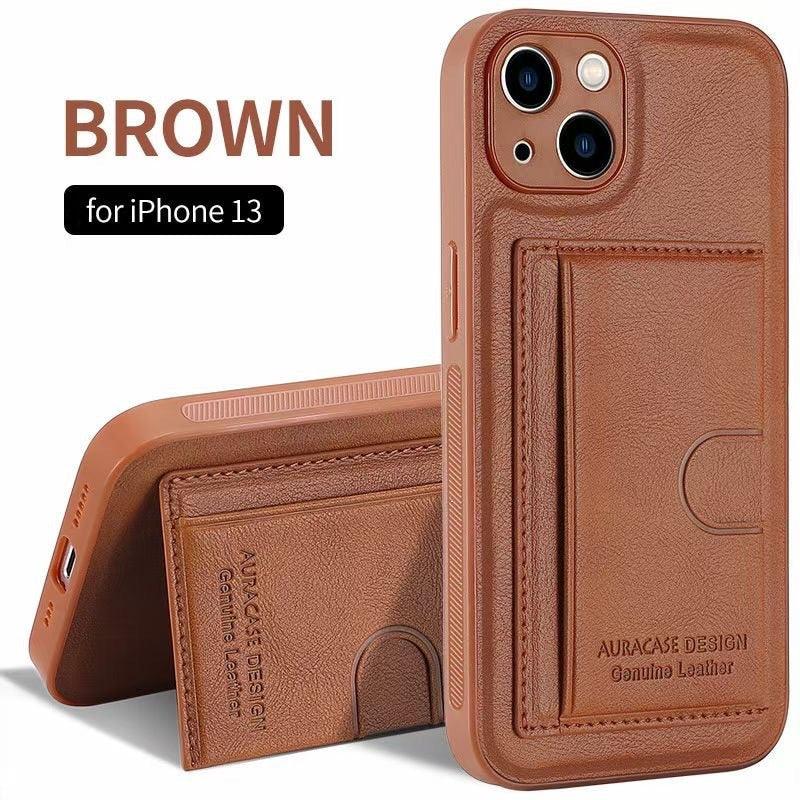 Leather Card Bracket Case for iPhone 14 Plus 13 12 11 Pro Max Bumper Bank Pocket Holder Shockproof Protective Camera Cover Leather Case for iPhone with Slim Wallet Card Holder - STEVVEX Gadgets - 1006, Beautiful Phone Case, Black Phone Case, Elegant Phone Case, Fashion Phone Case, Leather Phone Case, Man Phone Case, Modern Phone Case, Phone Case, Phone Case For Iphone, Popular Phone Case, Strong Phone Case, Stylish Phone Case, Wallet Phone Case, Women Phone Case - Stevvex.com