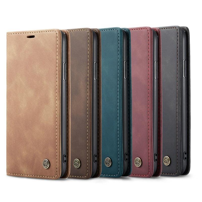 Leather Case For iPhone 14 13 11 12 Mini Pro XS XR Max Luxury Magnetic Flip Phone Case For iPhone Business Classic Wallet Cover Leather Magnetic Flip Back Stand Case/Cover