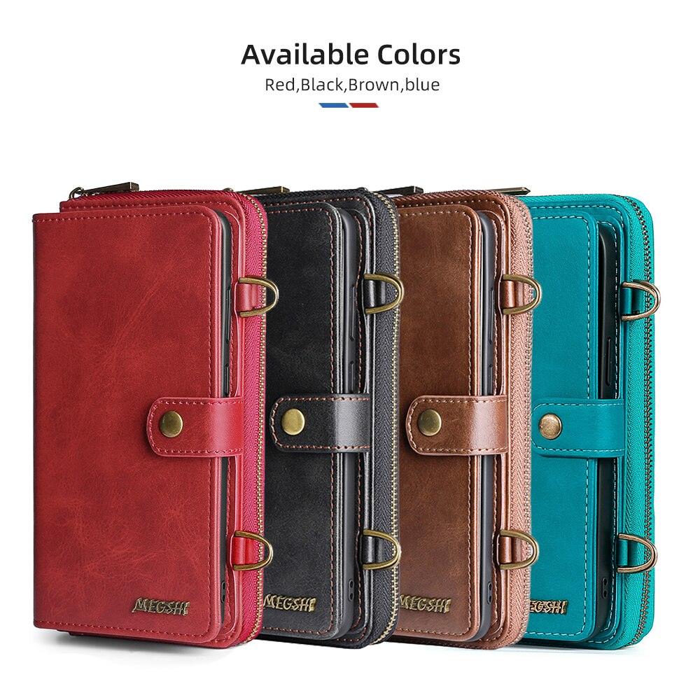 Leather Cell Phone Case For XiaoMi 10 10Pro 11Lite 11T 12 12Pro 5G Poco X3 X4 Pro NFC RedMi Note 8 9 10 11 Strong Magnetic Flip Cover with Card Holders and Perfect Protection