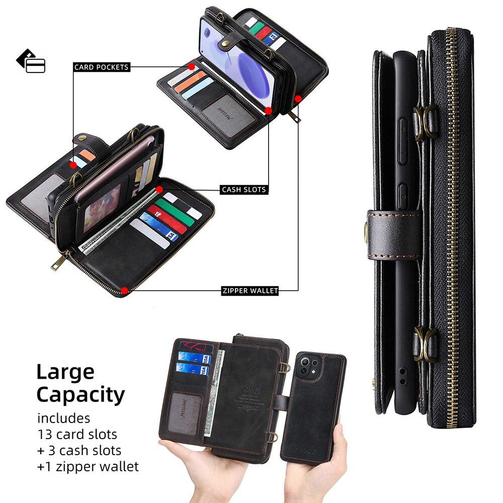 Leather Cell Phone Case For XiaoMi 10 10Pro 11Lite 11T 12 12Pro 5G Poco X3 X4 Pro NFC RedMi Note 8 9 10 11 Strong Magnetic Flip Cover with Card Holders and Perfect Protection