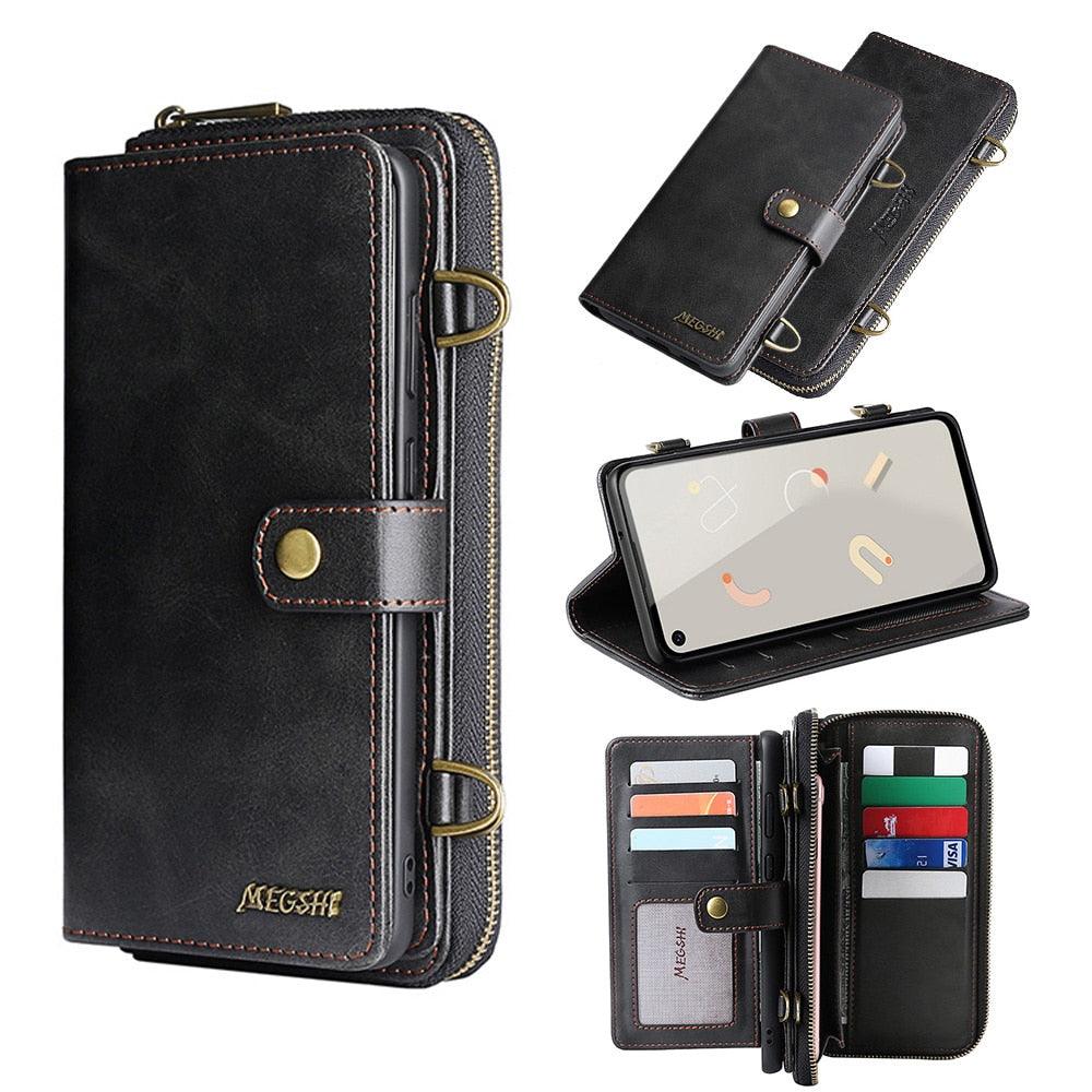 Leather Cell Phone Case For XiaoMi 10 10Pro 11Lite 11T 12 12Pro 5G Poco X3 X4 Pro NFC RedMi Note 8 9 10 11 Strong Magnetic Flip Cover with Card Holders and Perfect Protection