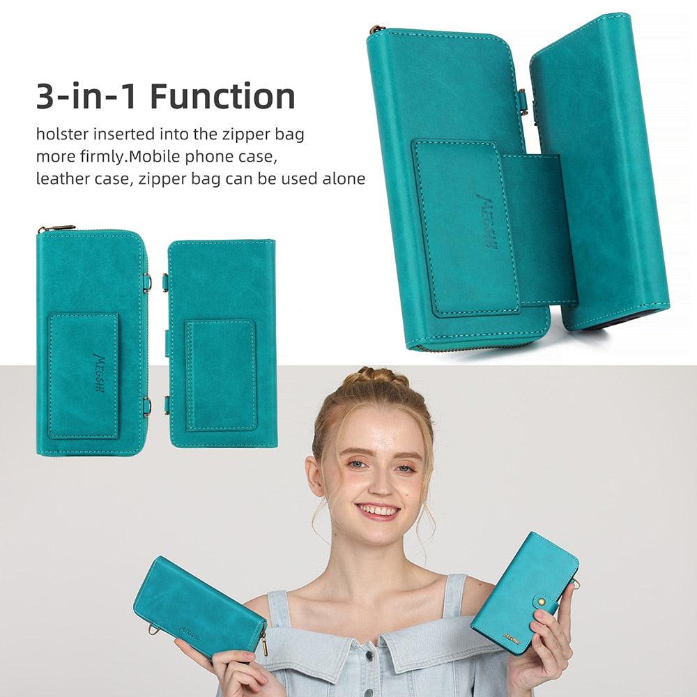 Leather Cell Phone Case For XiaoMi 10 10Pro 11Lite 11T 12 12Pro 5G Poco X3 X4 Pro NFC RedMi Note 8 9 10 11 Strong Magnetic Flip Cover with Card Holders and Perfect Protection