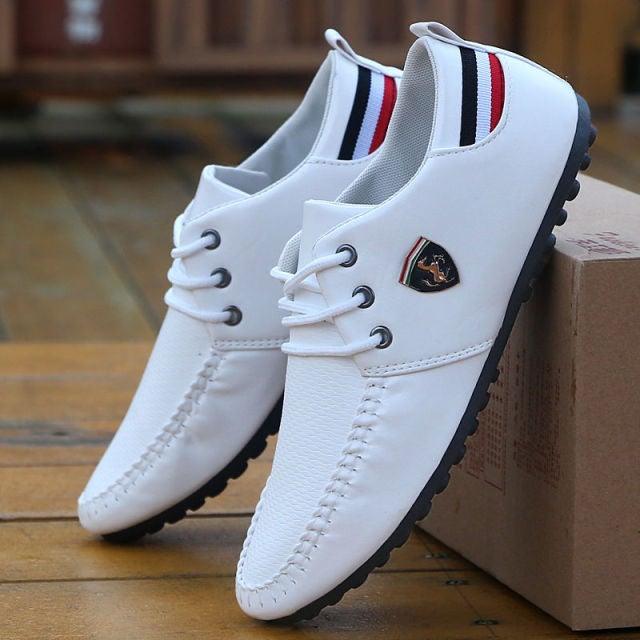 Leather Non Slip Mens Driving Shoes Spring And Autumn Breathable Men's Business Classic Sports Flat Low Sneaker Lace-up Fashion Walking Sneakers