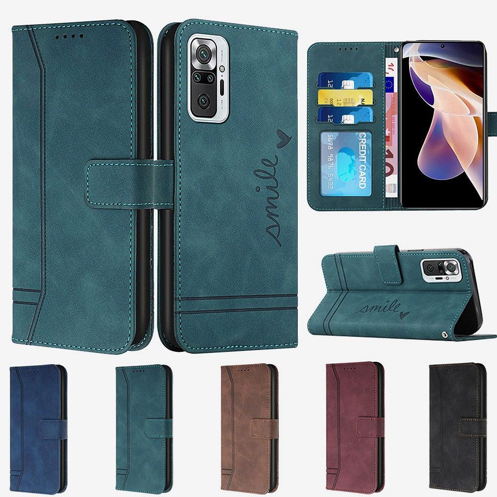 Leather Wallet Case for Xiaomi Redmi Note 11 11S 11 Pro 10 9 8 7 Redmi 10C 10A 10 9T 9C 9A Mi Poco X3 PRO M4 Pro M3 Flip Cover Leather Wrist Strap Lanyard Flip Cover Card Holder Stand Phone Cases for Redmi Note11