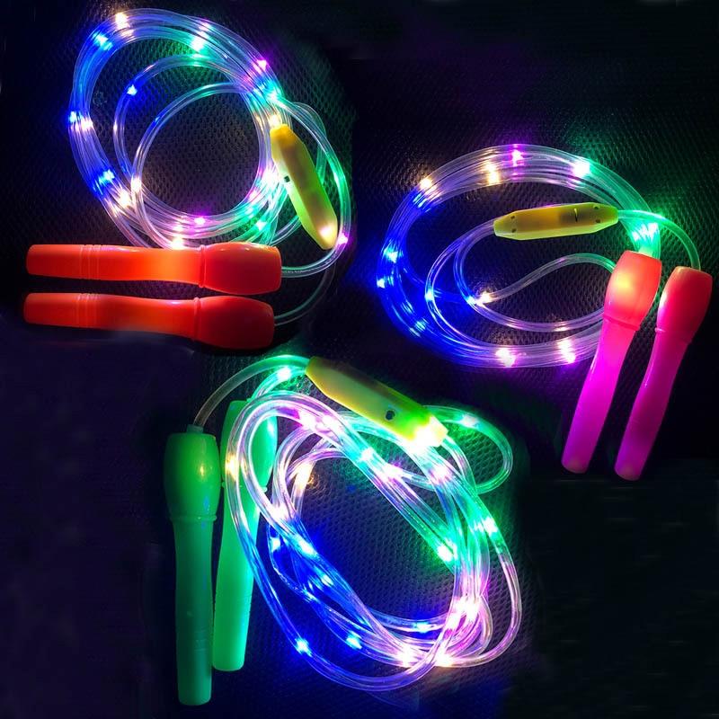 LED Luminous Kids Skipping Ropes Kids Night Exercise Fitness Training Sports Supplies Colorful Glowing Skipping Rope Handles Fast Speed Rope LED Light Up Without Tangles For Basic Jumping Training Women Kids